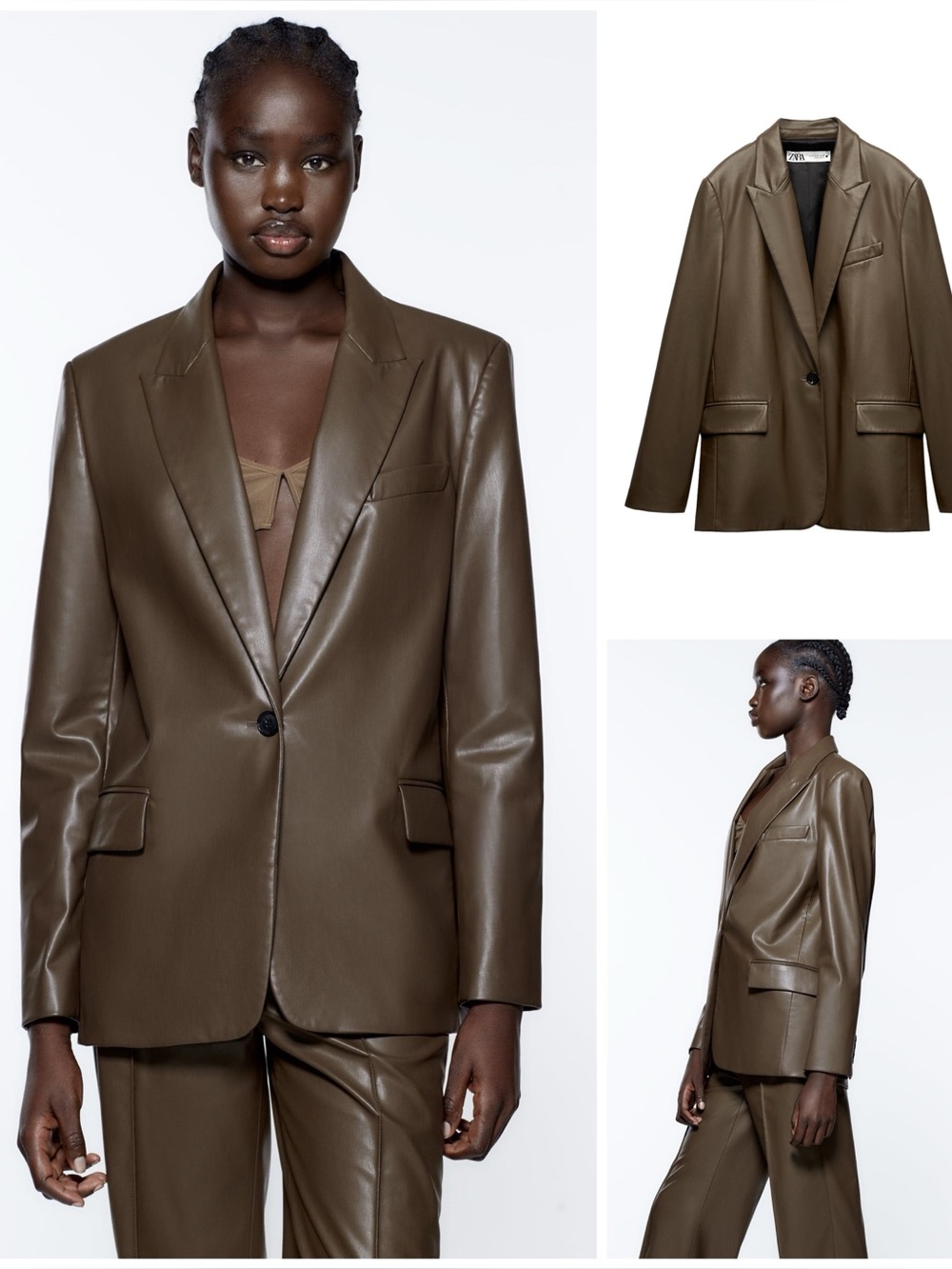 ZARA ~ Faux Leather Blazer